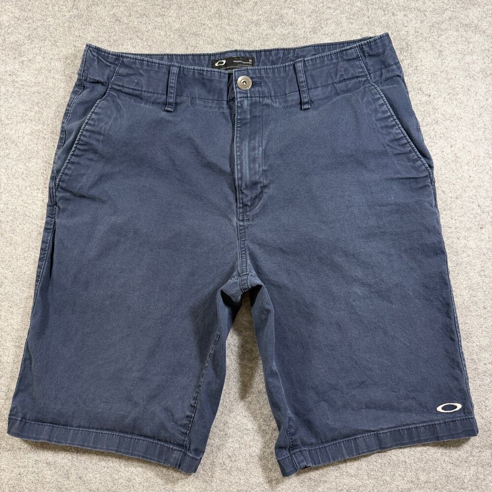 Oakley Chino Shorts Mens 34 Navy Blue Cotton Stretch Golf Preppy Casual